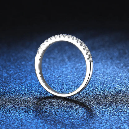 1.0mm-3.5mm Round Brilliant Cut Moissanite Wedding Rings Half Eternity Band 925 Silver Lab Diamond Wedding Ring With Certificate