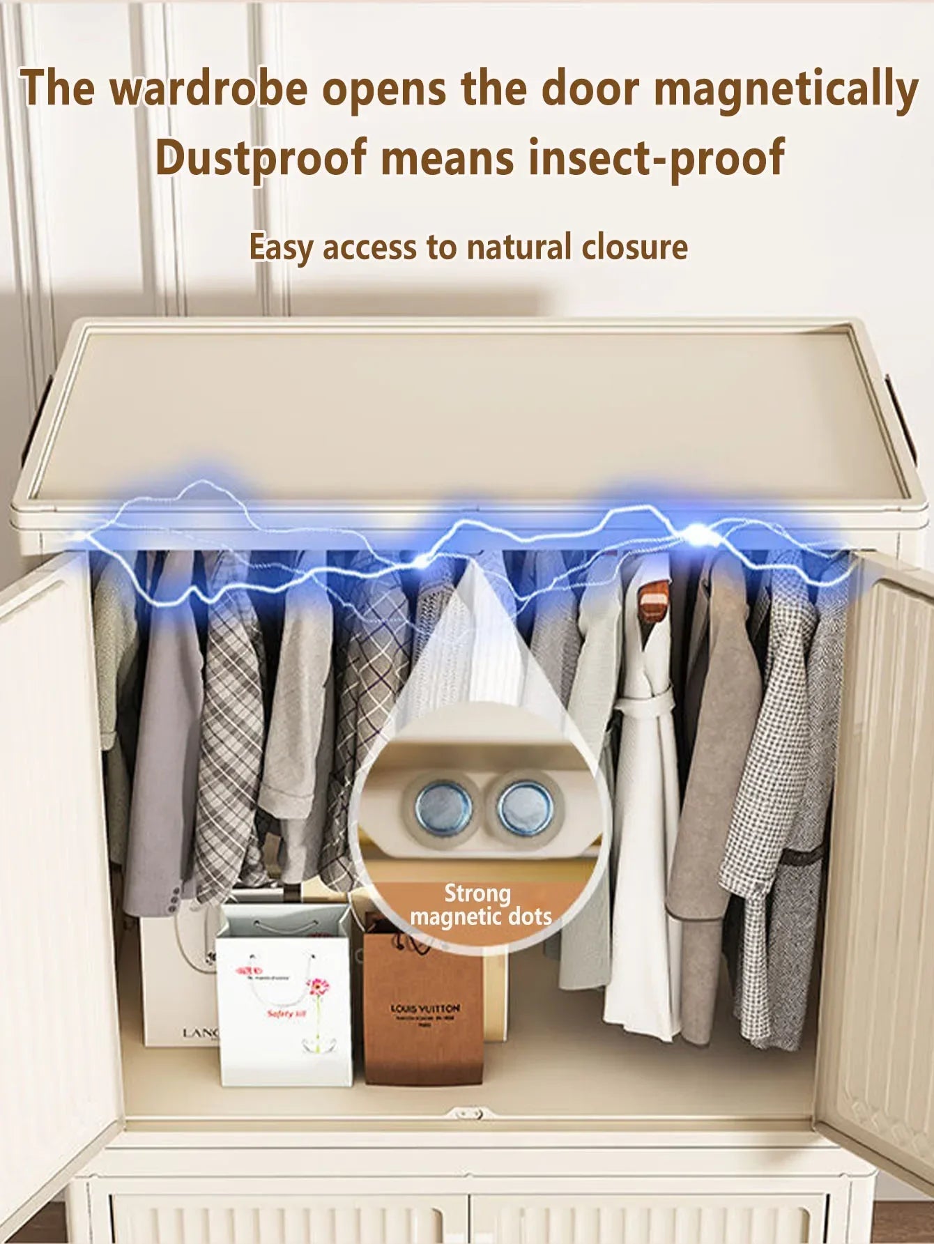 Large Capacity Dustproof Wardrobe Sundries Cabinet Multifunction Folding Storage Cabinet Locker Closet Organizer