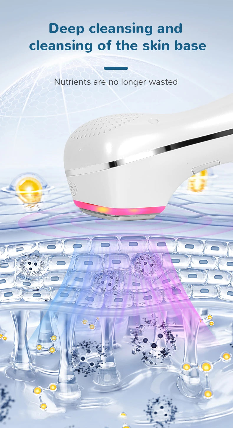Hot & Cold Face Beauty Device with Red Blue Light Sonic Vibration Deep Cleansing Anti Aging Facial Lifting Massager for Home Use