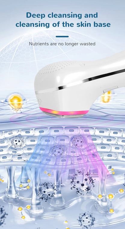 Hot & Cold Face Beauty Device with Red Blue Light Sonic Vibration Deep Cleansing Anti Aging Facial Lifting Massager for Home Use