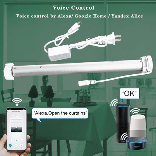Tuya Wifi Roller Shutter Blinds Motor Automatic Blind Curtain For 38mm Tube Smart Life App Alice Alexa Google Home Voice Control