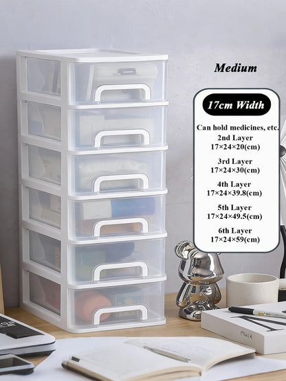 Clear Desktop Storage Box with Drawer Heightened Table Organizer Plastic Office storage cabinet  for Stationery cosmetics