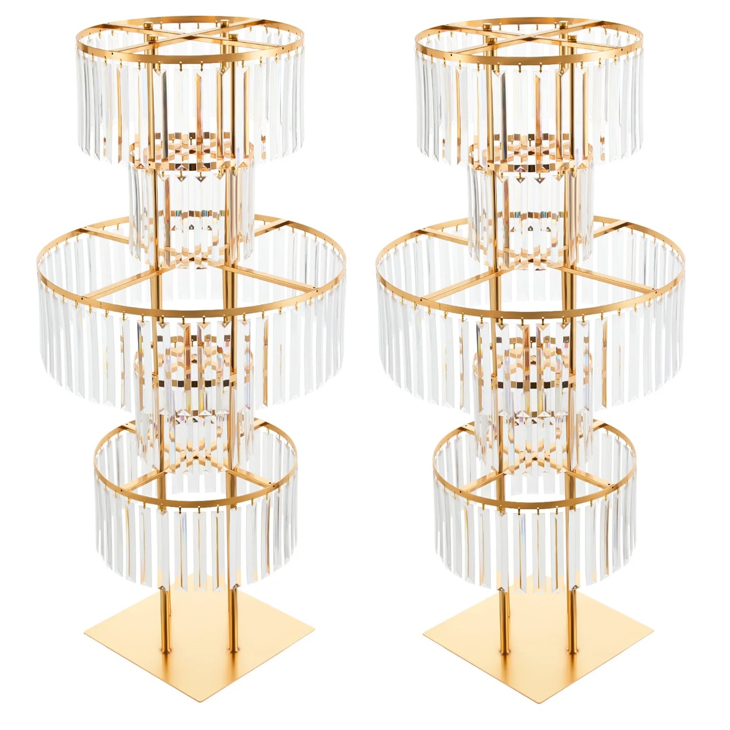 5 Tiers Wedding Centerpieces Flower Stand, 110cm Acrylic Crystal Flower Vase Rack Floor Table Decor Display Holder, Gold/Silver