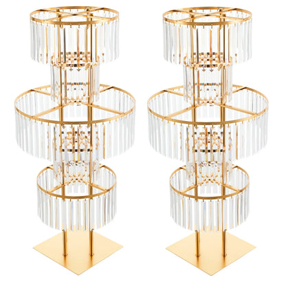 5 Tiers Wedding Centerpieces Flower Stand, 110cm Acrylic Crystal Flower Vase Rack Floor Table Decor Display Holder, Gold/Silver