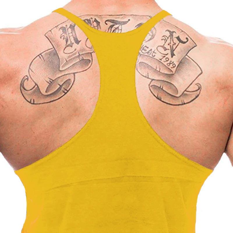 NO PAIN NO GAIN Print Gym Fitness T-Shirt Mens Bodybuilding Sport Sleeveless Vests Cotton Breathable Y-back Suspenders Tank Tops