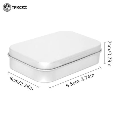 Metal Rectangular Empty Mini Tin Box Tinplate Push Candy Pill Cases Bins Jar Hinged Containers Small Organizer Storage Box