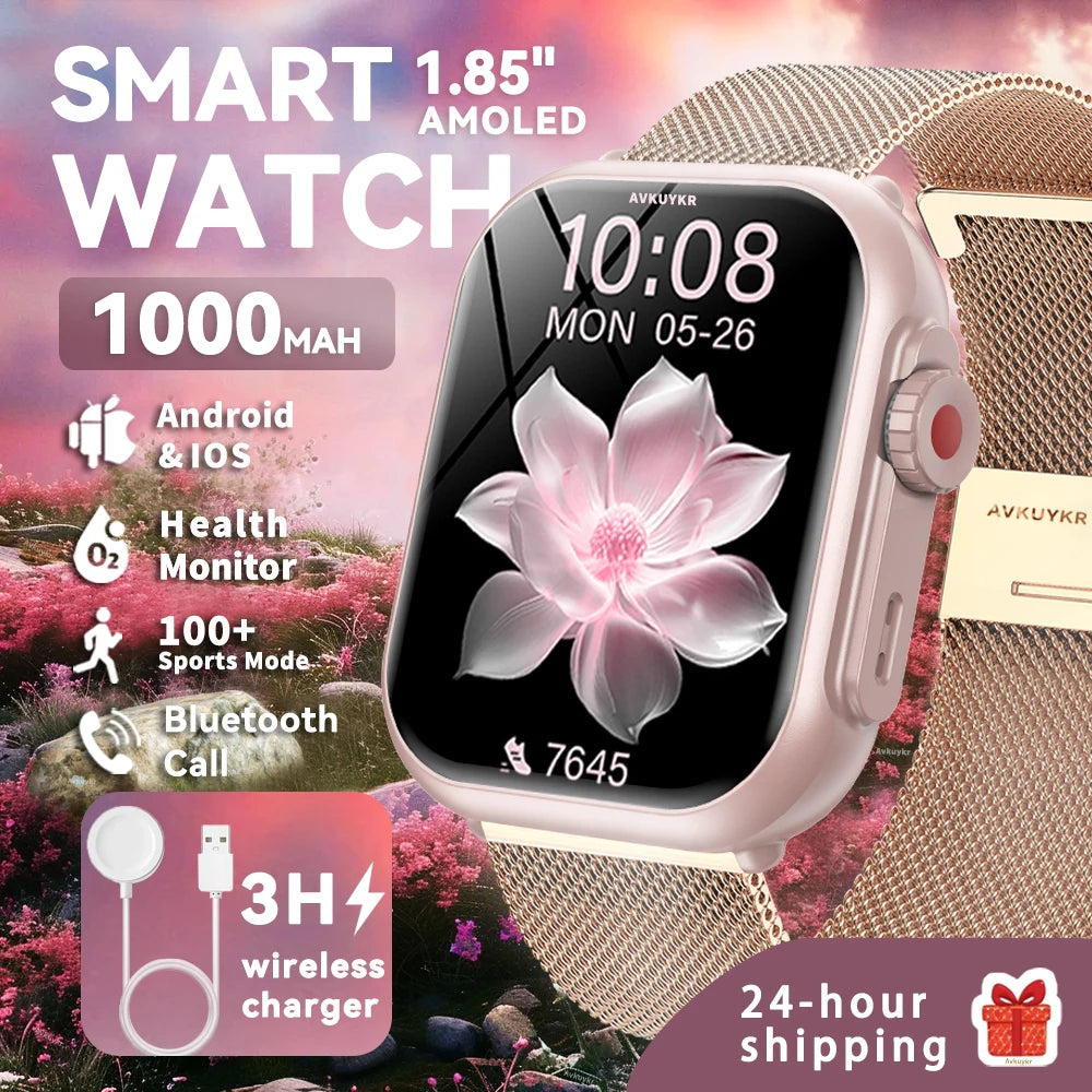 2026 Fashion Women Watch Ultra2 SE Smart Watches 1000mAh 1.85"AMOLED Full Touch Screen BT Call Smartwatch For Android IOS Ladies