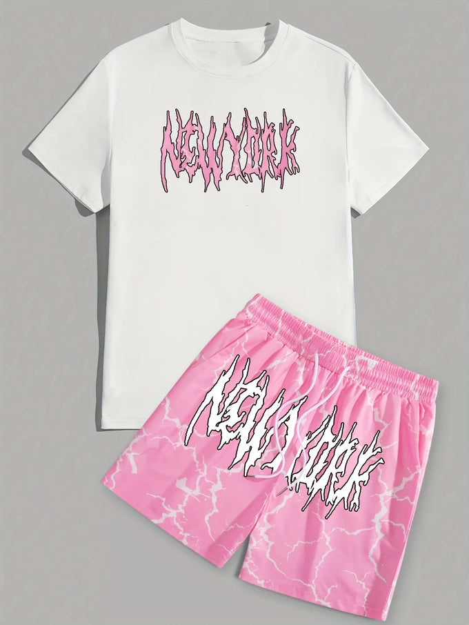 Men's Letter-Print Matching Set — product image