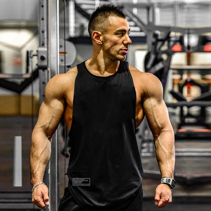 Newest Loose Men's Running Sport Vest Cotton Breathable Workout T-shirt Gym Bodybuilding Fitness Sleeveless Training Tank Tops