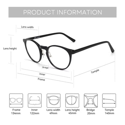 ZENOTTIC (XS Size) Handmade Acetate Round Prescription Eyeglasses Transparent Circular Progressive Optical Glasses for Women Men