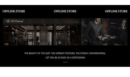 ST Cassy dark blue high quality luxury men's suit 2 piece set wedding groom suit for Men Stylish Business office suit