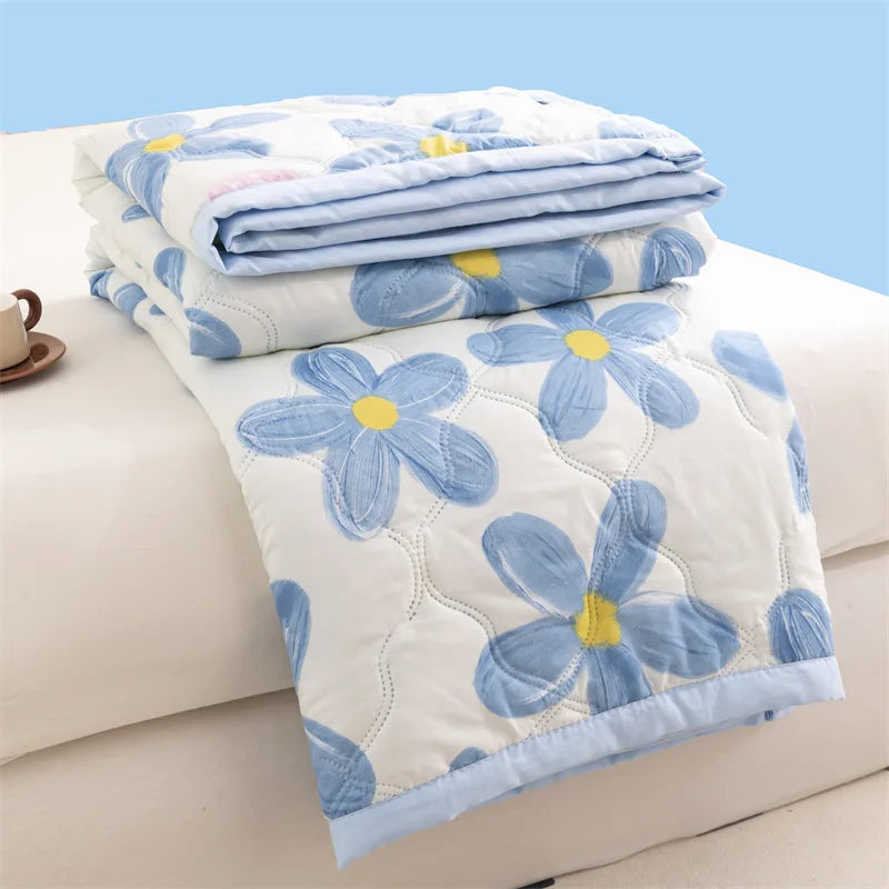 Washed cotton summer quilt skin-friendly grinding summer cool quilt printing student dormitory air conditioner quilt edredones colchas para niñas