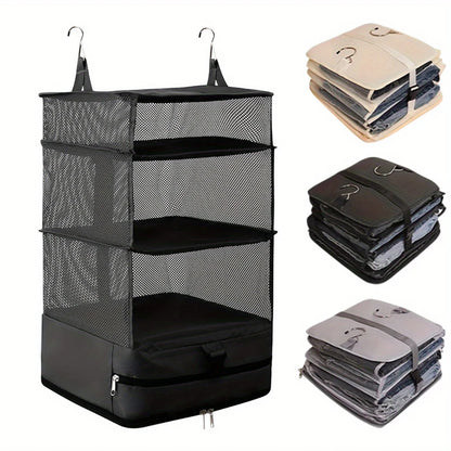 1Pcs 4 Tier Shelf Hanging Closet Organizer, Space Saver, Closet Hanging Shelf with 2 Sturdy Hooks for Storage, Foldable