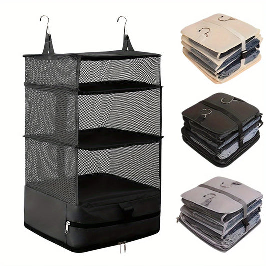 1Pcs 4 Tier Shelf Hanging Closet Organizer, Space Saver, Closet Hanging Shelf with 2 Sturdy Hooks for Storage, Foldable