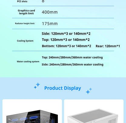Power train Dreamland PRO PC gaming case ATX MATX ITX motherboard 360water-cooled Sea view room Double-sided glass computer case