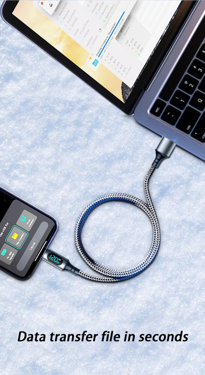120W Dual USB C Digital Display Cable PD Fast Charging USB Type C to Type-C Cable For iPhone 17 Pro Max Plus Xiaomi Macbook iPad