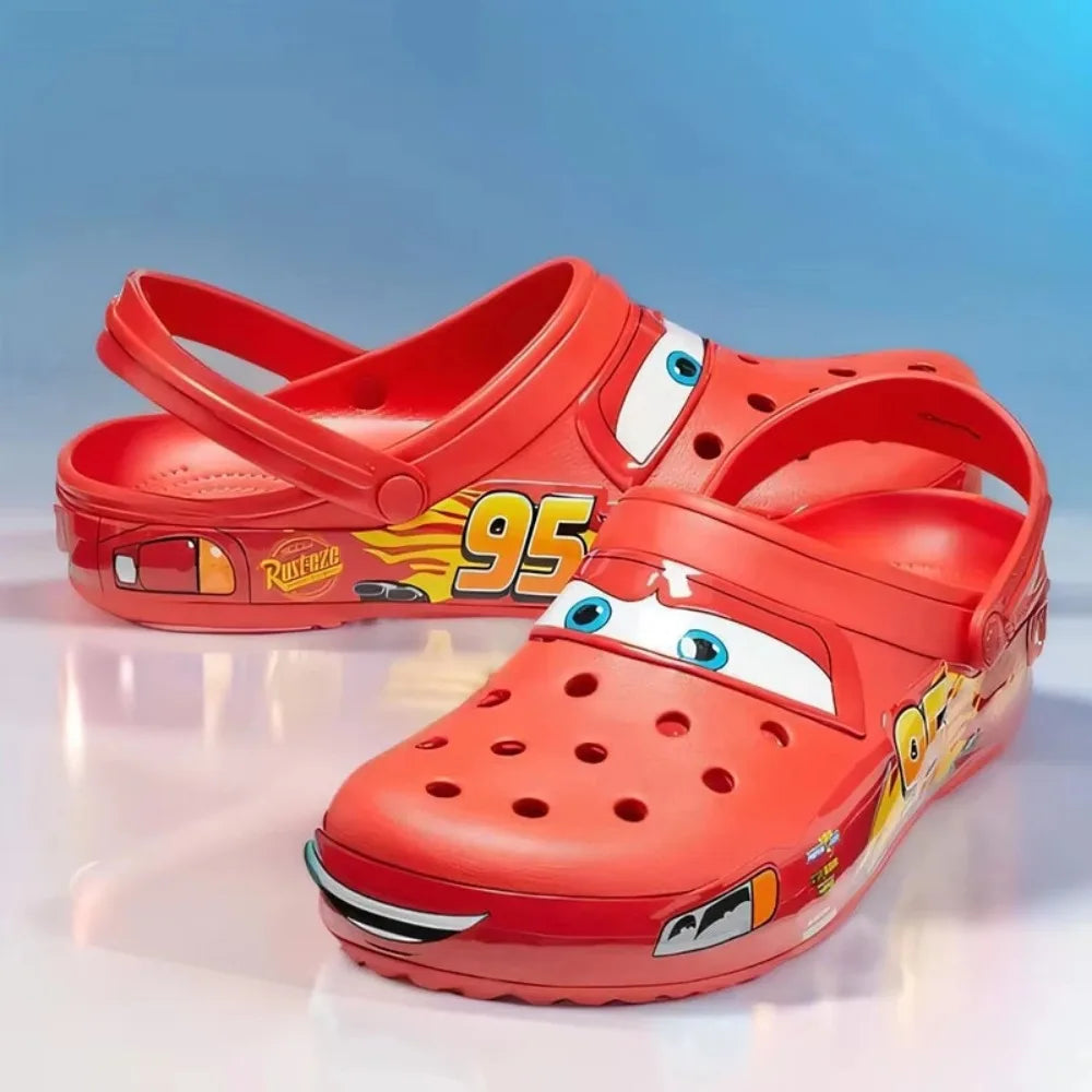 Lightning Mcqueen Outdoor Beach Holey Shoes Cartoon Slippers Men Sandals Casual Ankle-Wrap Eva Car Flip Flops Shoes