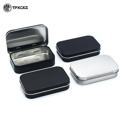 Metal Rectangular Empty Mini Tin Box Tinplate Push Candy Pill Cases Bins Jar Hinged Containers Small Organizer Storage Box