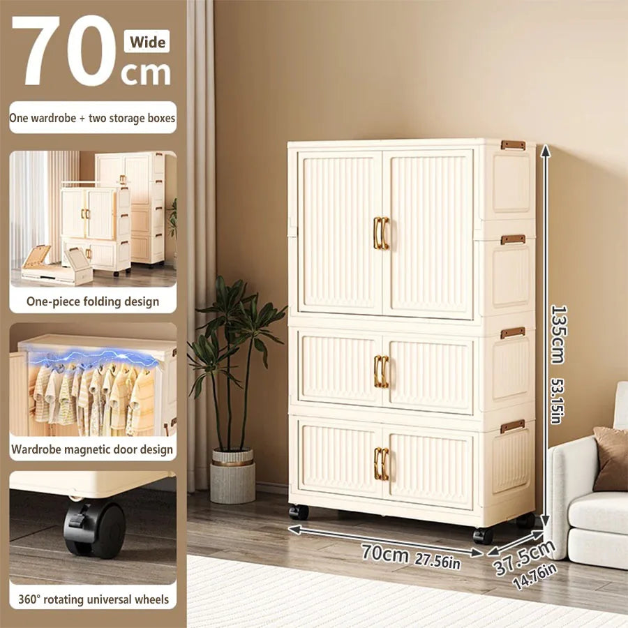 Large Capacity Dustproof Wardrobe Sundries Cabinet Multifunction Folding Storage Cabinet Locker Closet Organizer
