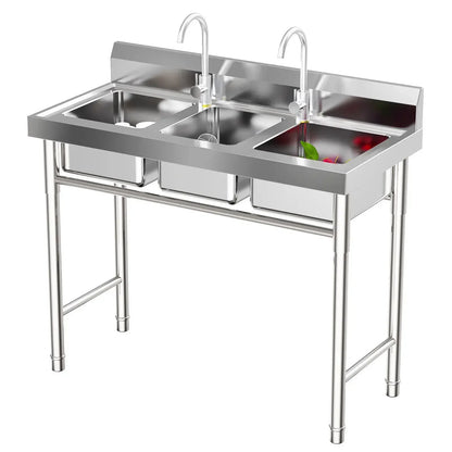 Stainless Steel 3-Compartment Sink for Catering Prep Table, Kitchen Washing Sink
