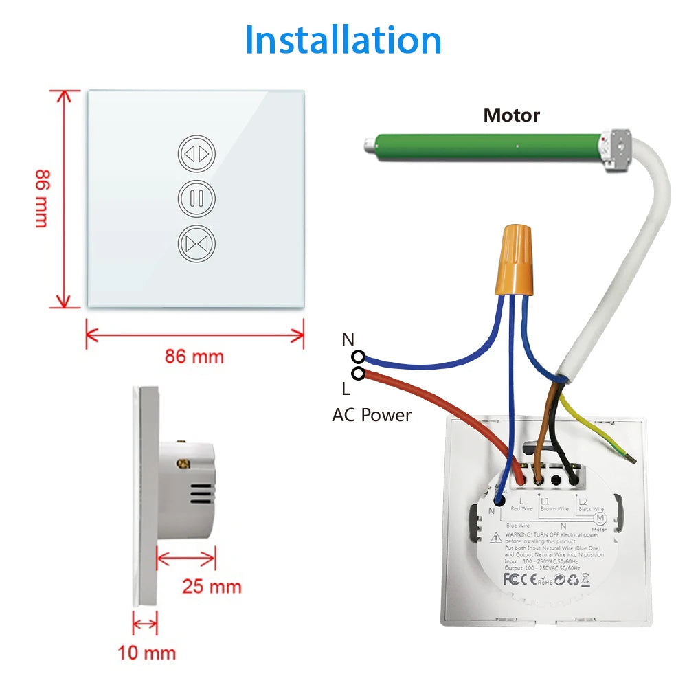 LoraTap Tuya Smart Life ZigBee 3.0 Curtain Blind Switch for Roller Shutter Electric Motor Google Assistant Alexa Voice Control