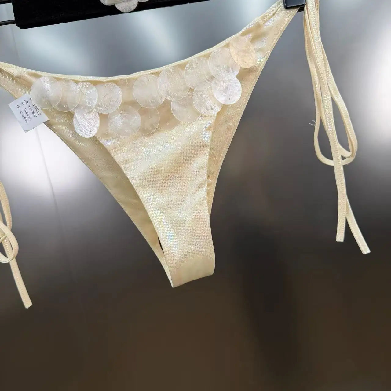 New Luxury Sequin Decorated Tie Bikini Two-Piece Swimsuit for Women Vacation Sexy Bikini Set