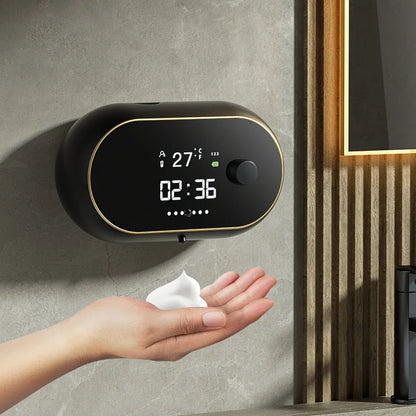 Rechargeable 400ml Automatic Foaming Soap Dispenser Wall Mounted Touchless Sensor Adjustable Foam LED Screen Bathroom Kitchen