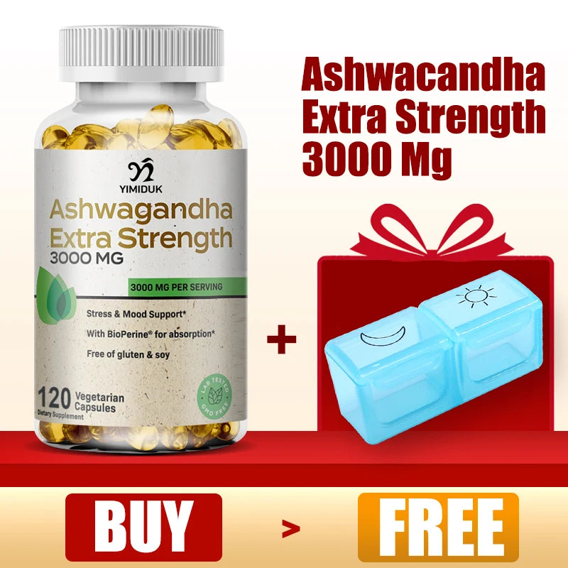 Organic Ashwagandha Root Extract Capsule, Ashwagandha Supplement Help Stress, Focus, Brain, Energy Support Sleep Health