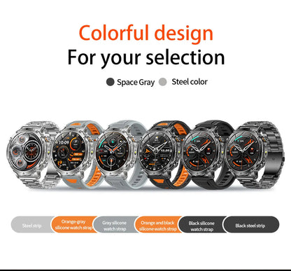 2026 New Military 1400mAh Battery Smart Watch Men Outdoor Flashlight 10ATM Waterproof Heart Rate Bluetooth Call Sports Bracelets