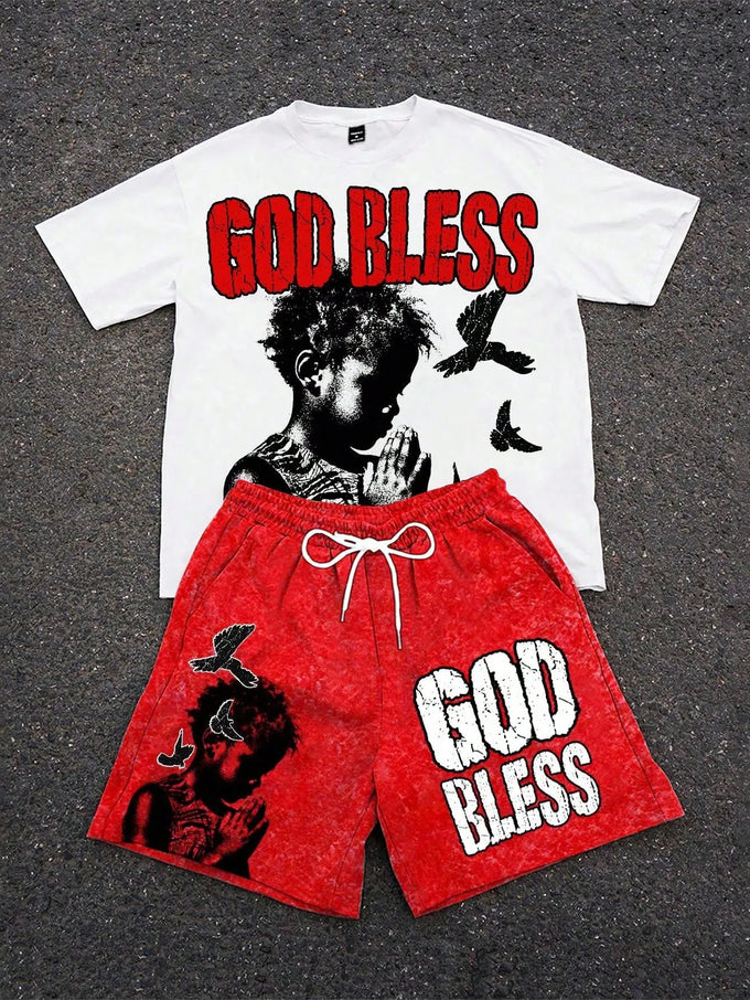Men's Letter-Print Matching Set — product image