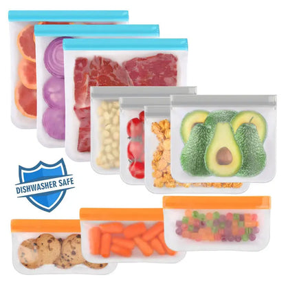 Thickened PEVA Food Bag Reusable Freezer Bag Food Storage Bags Ziplock Leakproof Fresh Snack Bag Food Grade Lunch Bag for Fridge