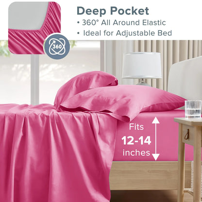Cooling Bamboo Bed Sheet Set-Bamboo Bed Sheet-Ultra Soft & Breathable Daybed Set-Deep Pocket Up to 16" Hotel Soft Bedding-Perfect for Hot Sleepers Bamboo Bedding Sheets Set - Double Stitching, Lifetime Quality Promise