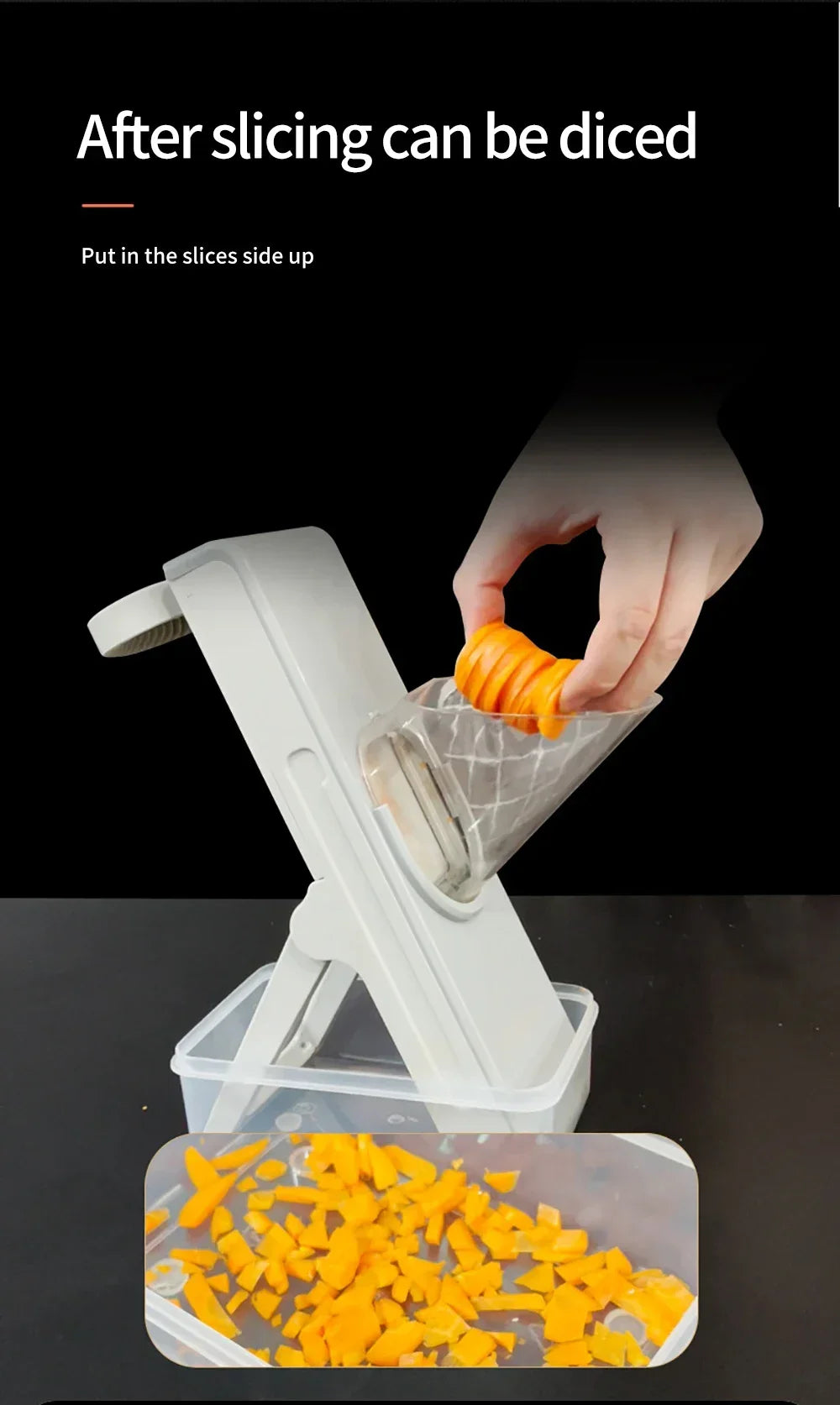 Slicer Safe Mandoline Vegetable Cutter Veggie Dicer Slicer for Julienne French Fry and Potato Get Storage Box with Lid