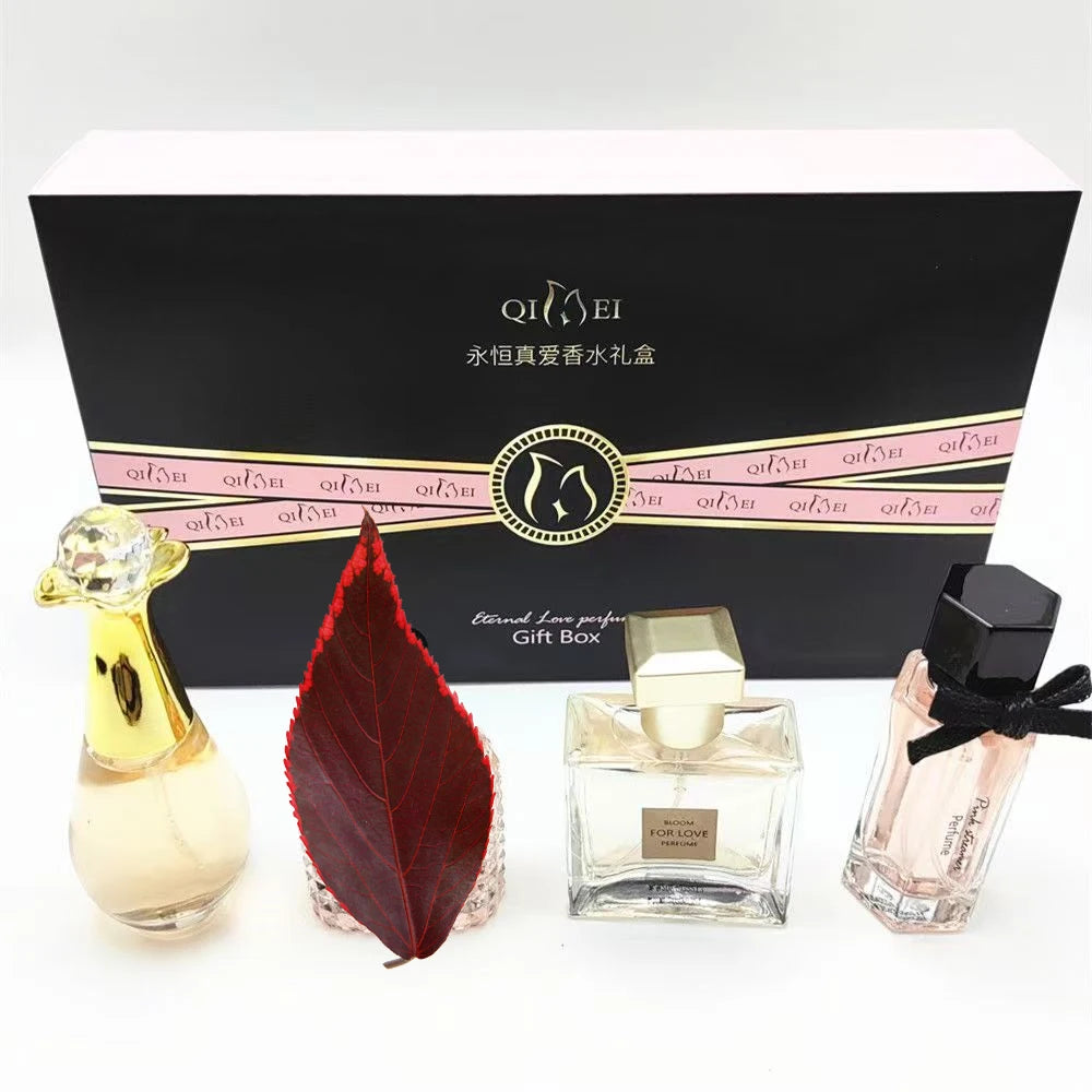 Luxury Brand Perfume Women Eau De Parfum Femme Gift Box 4Pcs Set 100ml Perfumes De Mujer Fresh Natural Floral Fruity Scent Spray