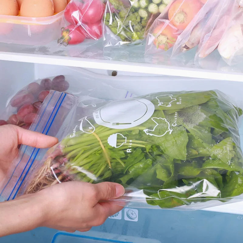 50Pcs Heavy-Duty Double Ziplock Freezer Bags - 10.63×11.02in Clear Food Storage Bags with Write-On Panel for Seafood, Vegetables