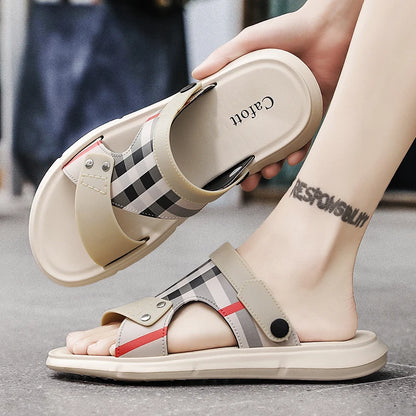 Sandals Men's 2025 New Summer Casual Beach Shoes Indoor and Outdoor Wear Two-Wear Lightweight One-Line Sandals