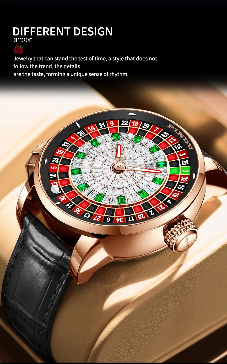 Mechanical Watches Pro Men's PINDU Watch NH35A Movement Sapphire Glass Waterproof Button Design Wristwatch Russian Roulette