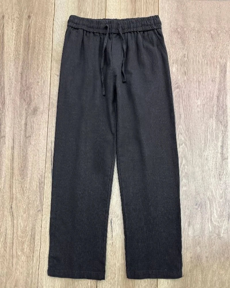 Summer men's cotton and linen casual pants, loose and breathable beach pants, sports straight leg quick drying pants