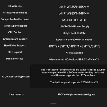 WJCOOLMAN AITO Plus ATX PC case 9.16-inch screen RGB light strip 360 water cooler Integrated curved glass computer case