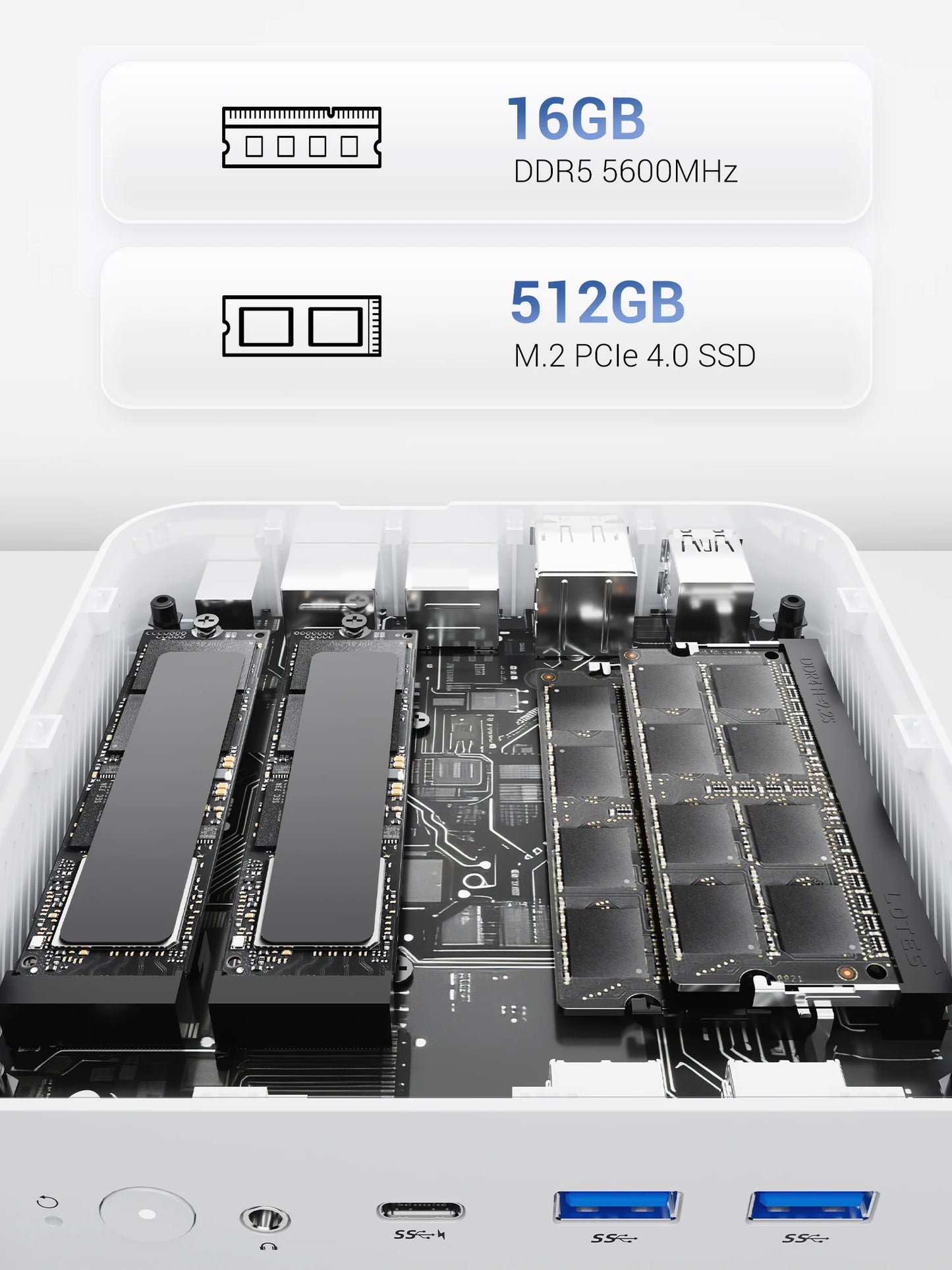 FIREBAT AM02 AMD Ryzen7 H 255 Mini PC 16GB DDR5 RAM 512GB SSD WIFI6 BT5.2 4A1C Dual RJ45 3*4K Display Compact Gaming Computer