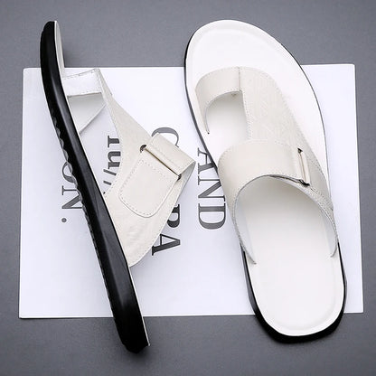 Men's Summer Sandals Breathable Fashion Simple Toe-Thru Soft Flat Bottom Beach Shoes Comfortable Classic Slippers-2502