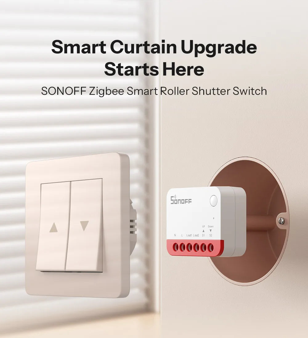 SONOFF MINI-ZBRBS Zigbee Smart Roller Shutter Switch Zigbee Local Scene Signal Booster Transform Curtains eWeLink Via ZigBee Hub