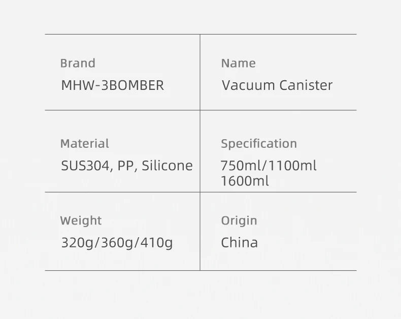 MHW-3BOMBER Manual Vacuum Airtight Canister Chic Coffee Bean Tea Storage Container Professional Home Kitchen Barista Accessories