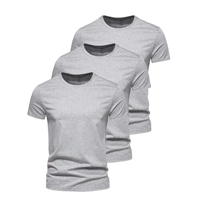 3Pcs Men T-shirt O-neck Fashion Design Slim Fit Soild T-shirts Male Tops Tees Short Sleeve T Shirt For Men