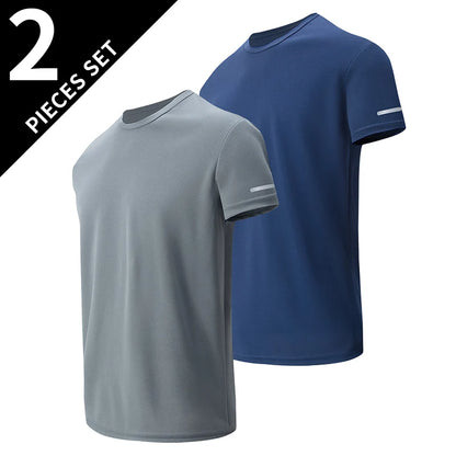 2/4/6Piece Four Seasons Men's Solid Color Round Neck Short Sleeve Top With Printed Cuffs Youth Sports And Leisure T-shirt trendy