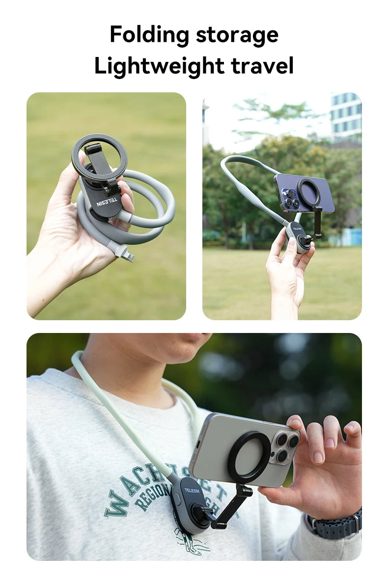 TELESIN Silicone Magnetic Quick Release Neck Mount Hold for Iphone 15 14 13 12 11 SAMSUNG HUAWEI XIAOMI Smart Phone Accessories