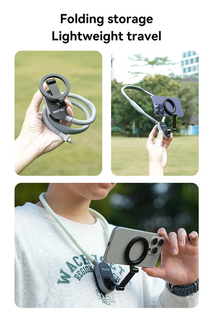 TELESIN Silicone Magnetic Quick Release Neck Mount Hold for Iphone 15 14 13 12 11 SAMSUNG HUAWEI XIAOMI Smart Phone Accessories