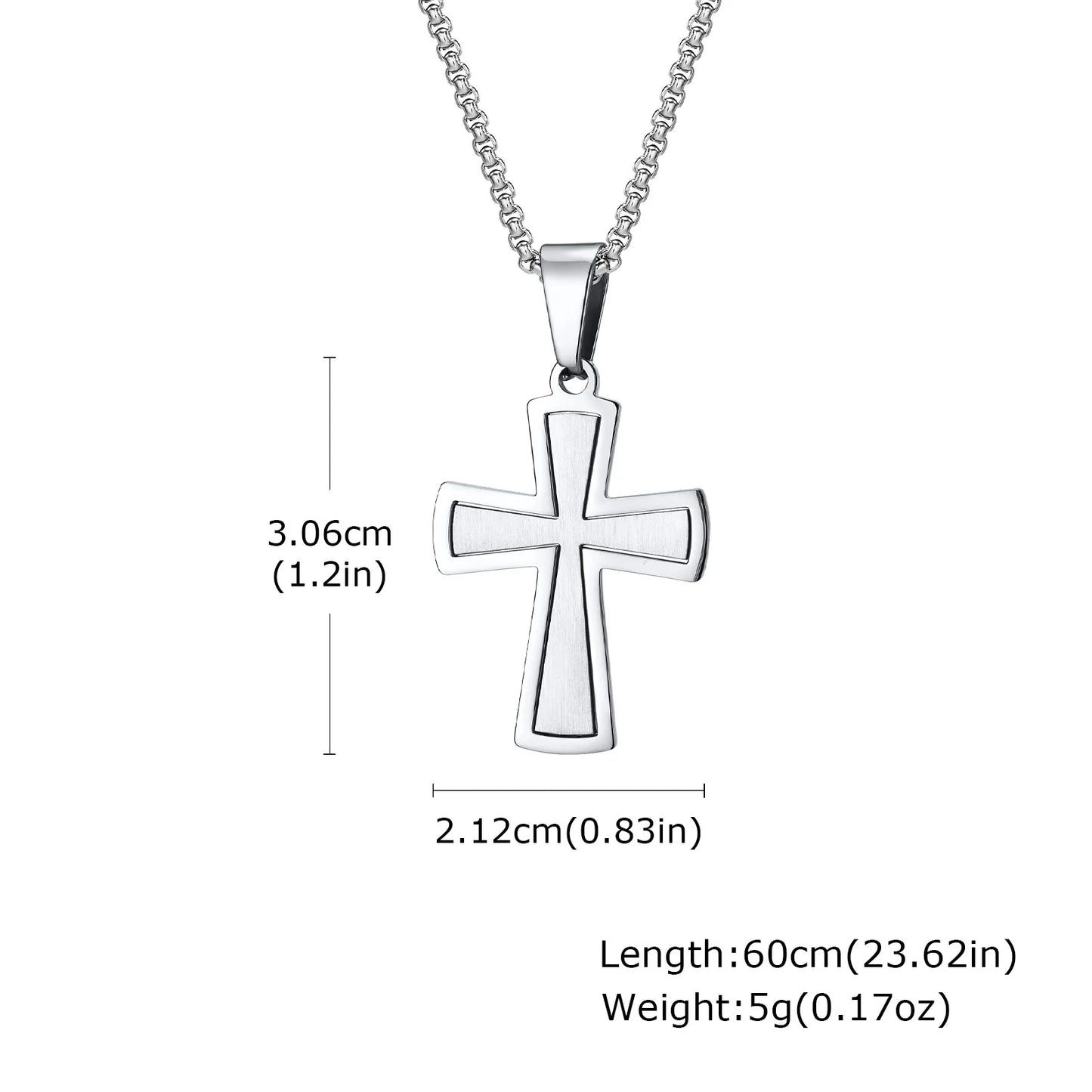 Stylish Men's Stainless Steel Cross Necklace,Punk Hip Hop Cross Pendant Necklace,Birthday Party Jewelry Gift for Him Dad Son