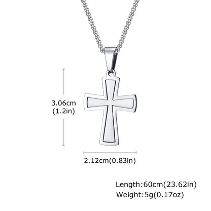 Stylish Men's Stainless Steel Cross Necklace,Punk Hip Hop Cross Pendant Necklace,Birthday Party Jewelry Gift for Him Dad Son