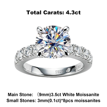AnuJewel 4.3cttw D Color Moissanite Engagement Rings 925 Sterling Silver 18k Gold Plated Lab Created Diamond Wedding Band Rings